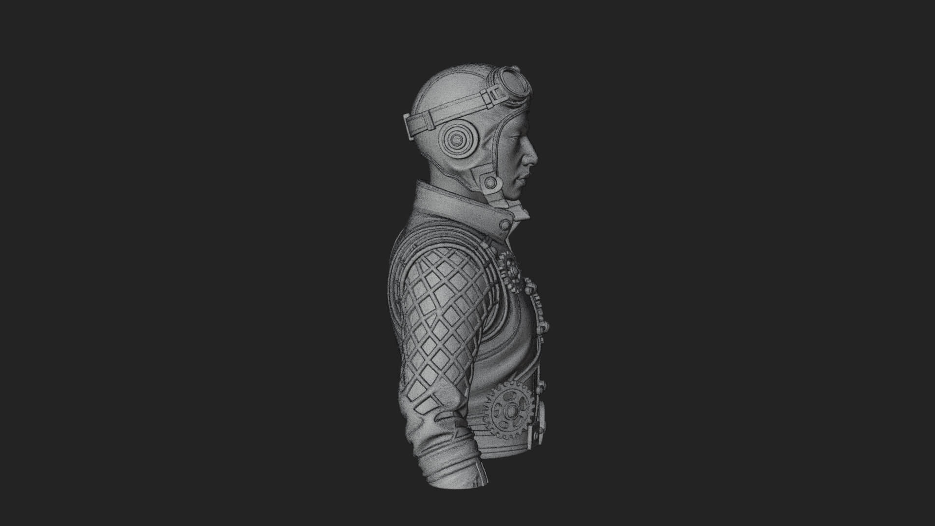 Steampunk Lady Bust Statue Design 8 3D Print Model 3D Model