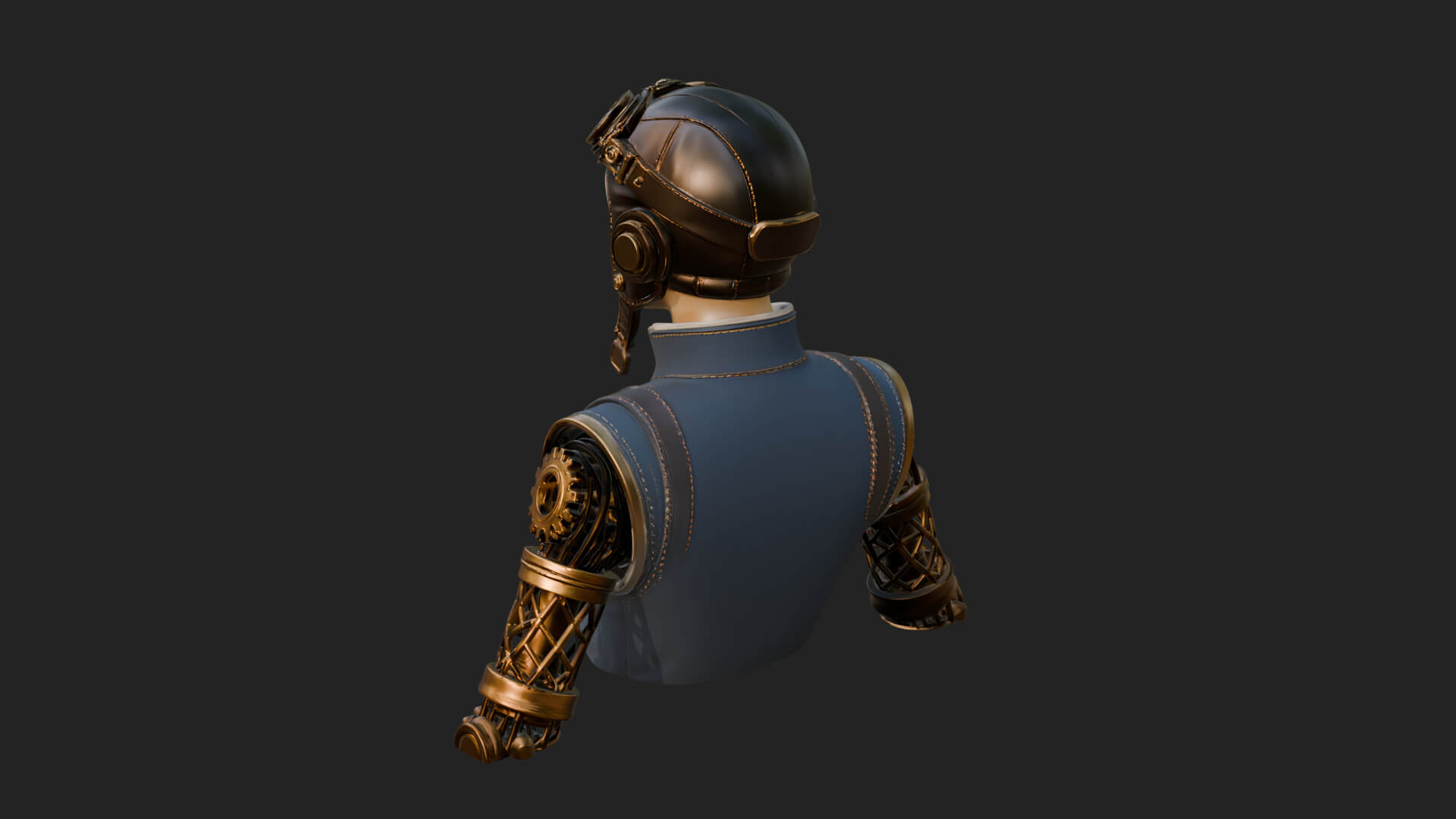 Steampunk Lady Bust Statue Design 9 3D Print Model 3D Model
