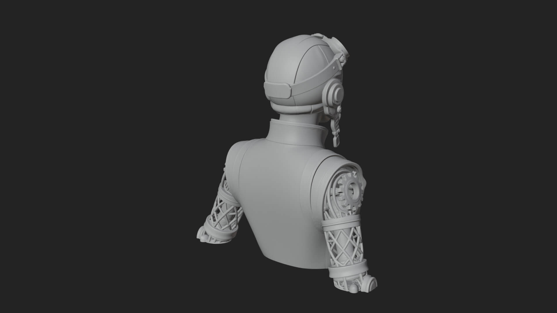 Steampunk Lady Bust Statue Design 9 3D Print Model 3D Model