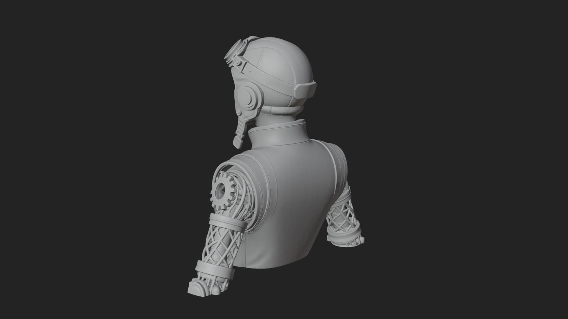 Steampunk Lady Bust Statue Design 9 3D Print Model 3D Model