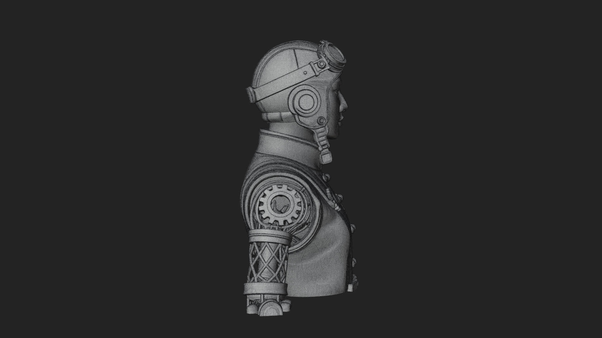 Steampunk Lady Bust Statue Design 9 3D Print Model 3D Model