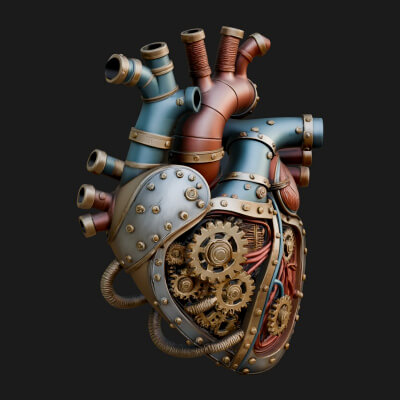 Steampunk Mechanical Heart Statue Design 10 3D Print
