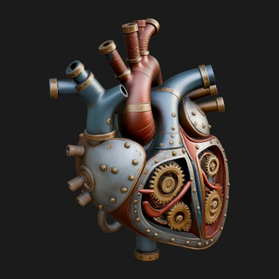 Steampunk Mechanical Heart Statue Design 12 3D Print