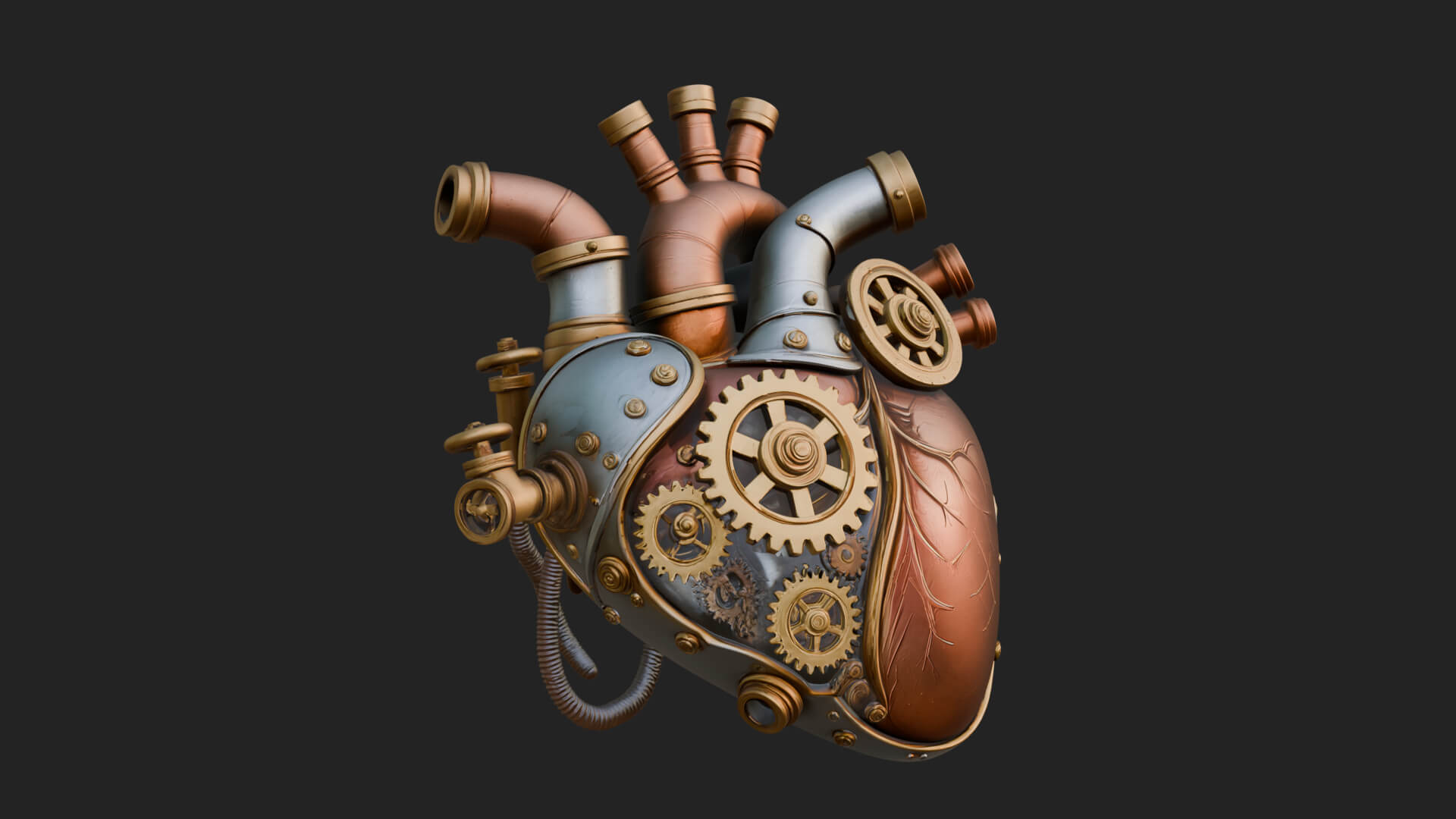 Steampunk Mechanical Heart Statue Design 13 3D Print 3D Model