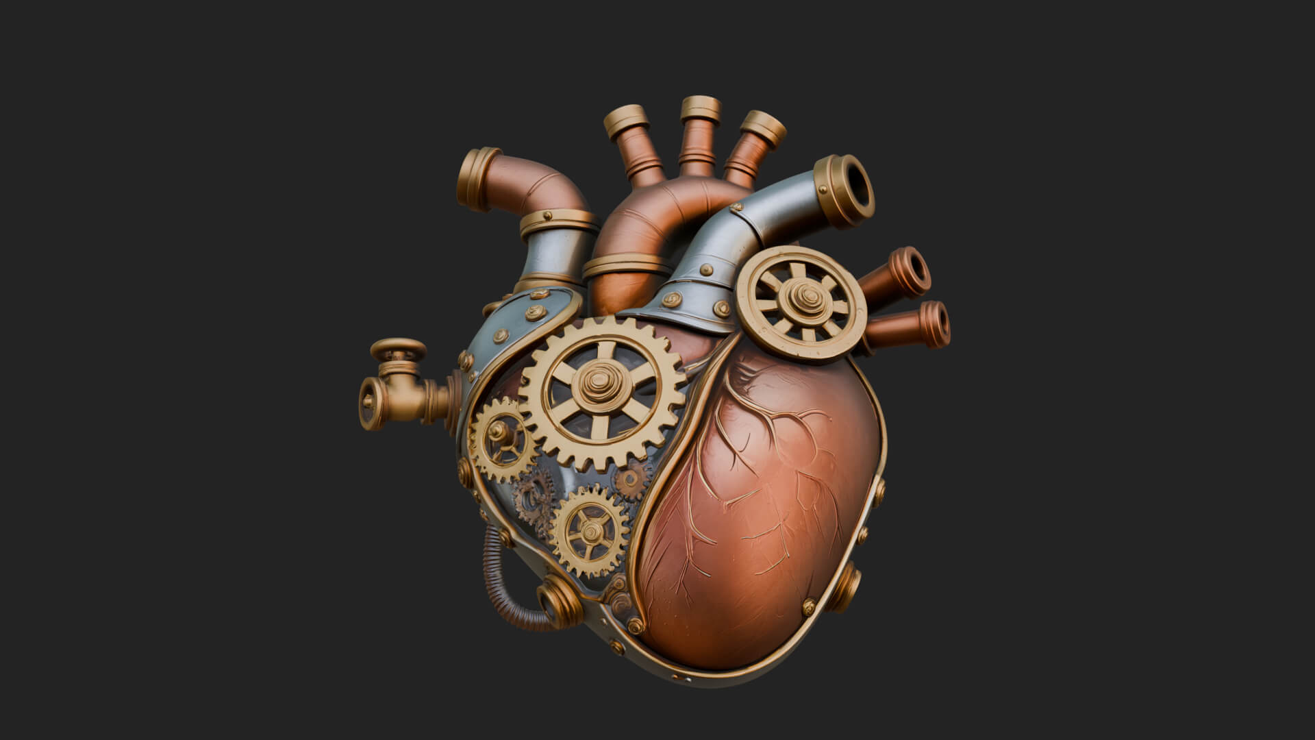 Steampunk Mechanical Heart Statue Design 13 3D Print 3D Model