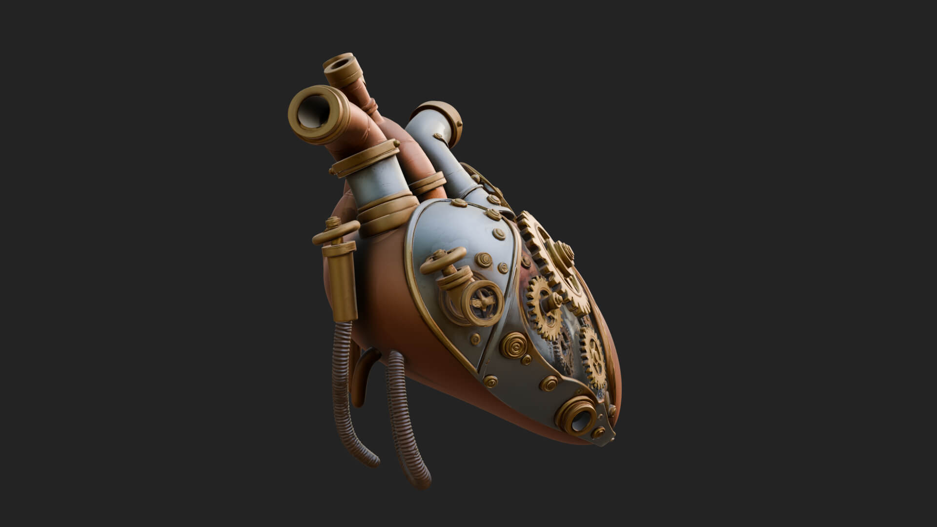 Steampunk Mechanical Heart Statue Design 13 3D Print 3D Model