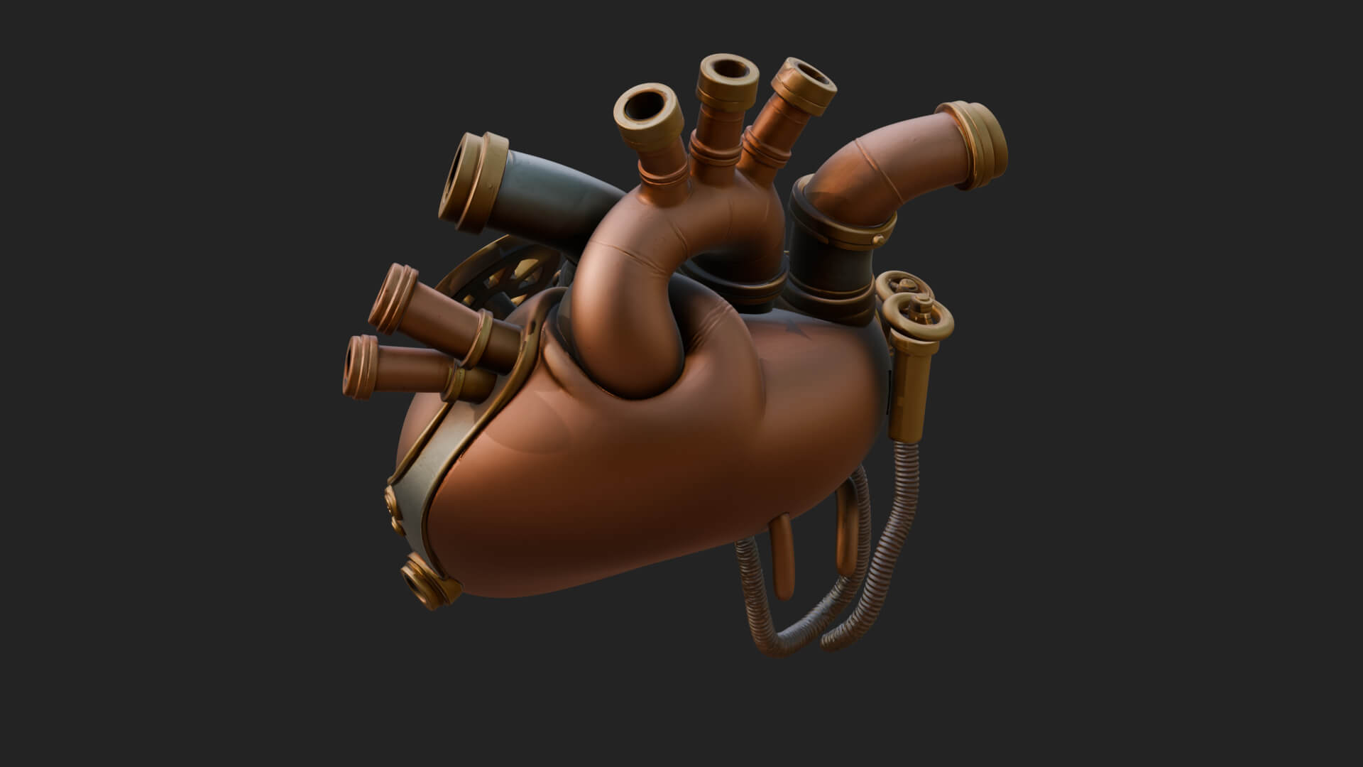 Steampunk Mechanical Heart Statue Design 13 3D Print 3D Model
