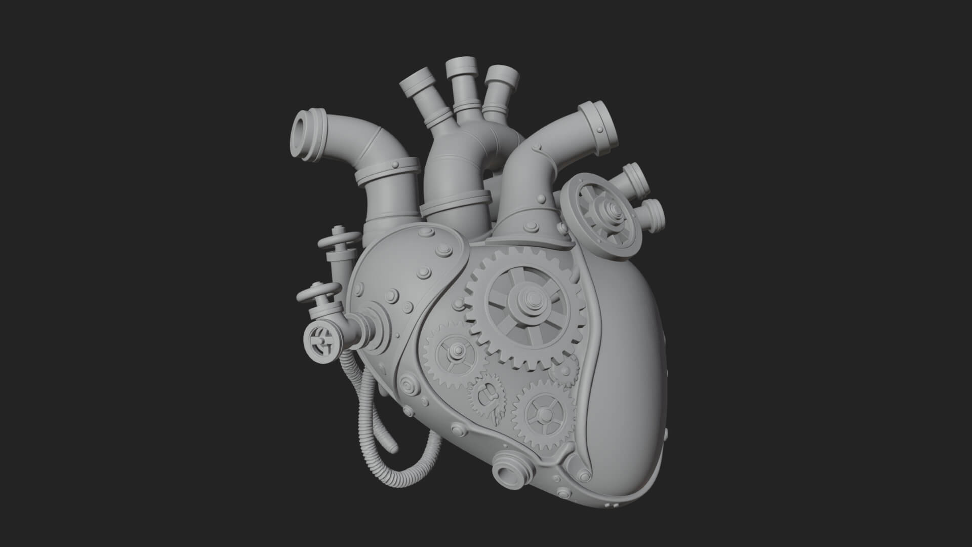 Steampunk Mechanical Heart Statue Design 13 3D Print 3D Model