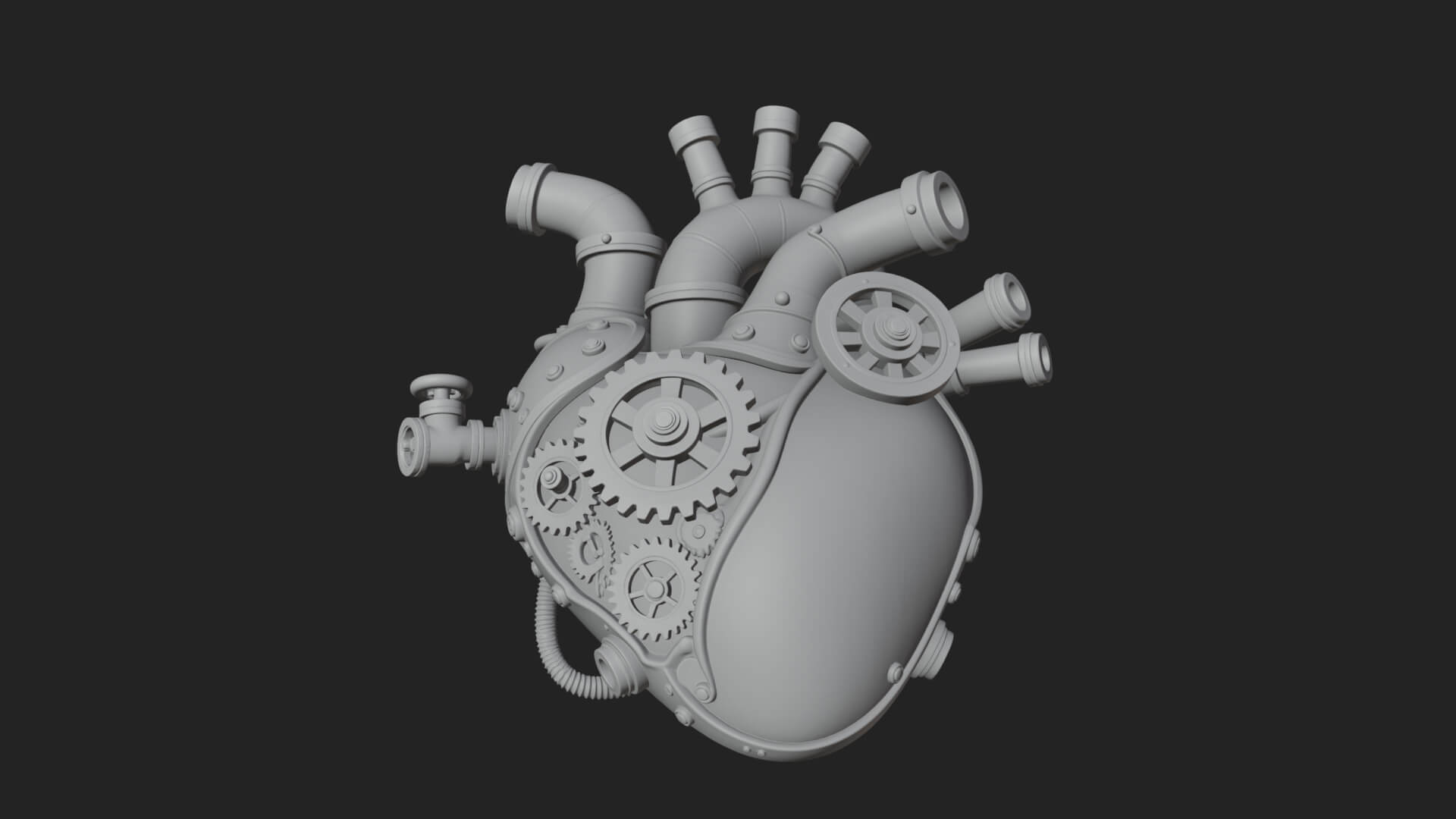Steampunk Mechanical Heart Statue Design 13 3D Print 3D Model