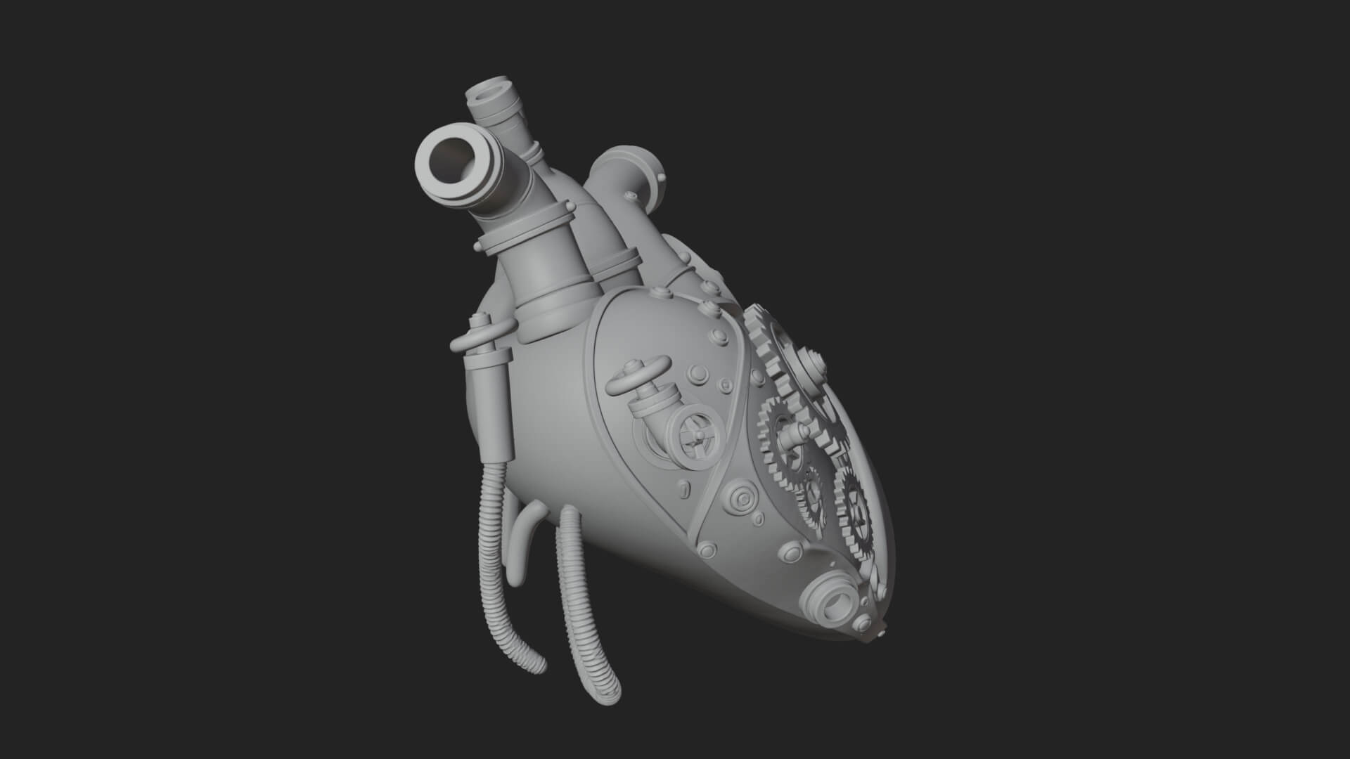Steampunk Mechanical Heart Statue Design 13 3D Print 3D Model