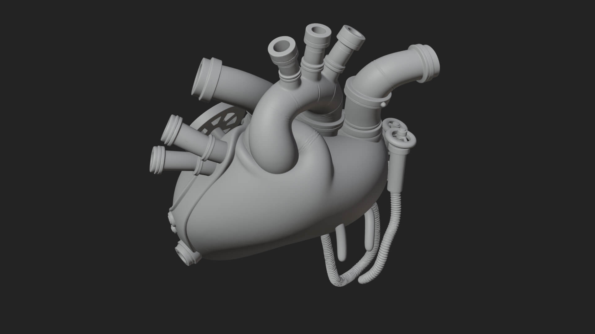 Steampunk Mechanical Heart Statue Design 13 3D Print 3D Model