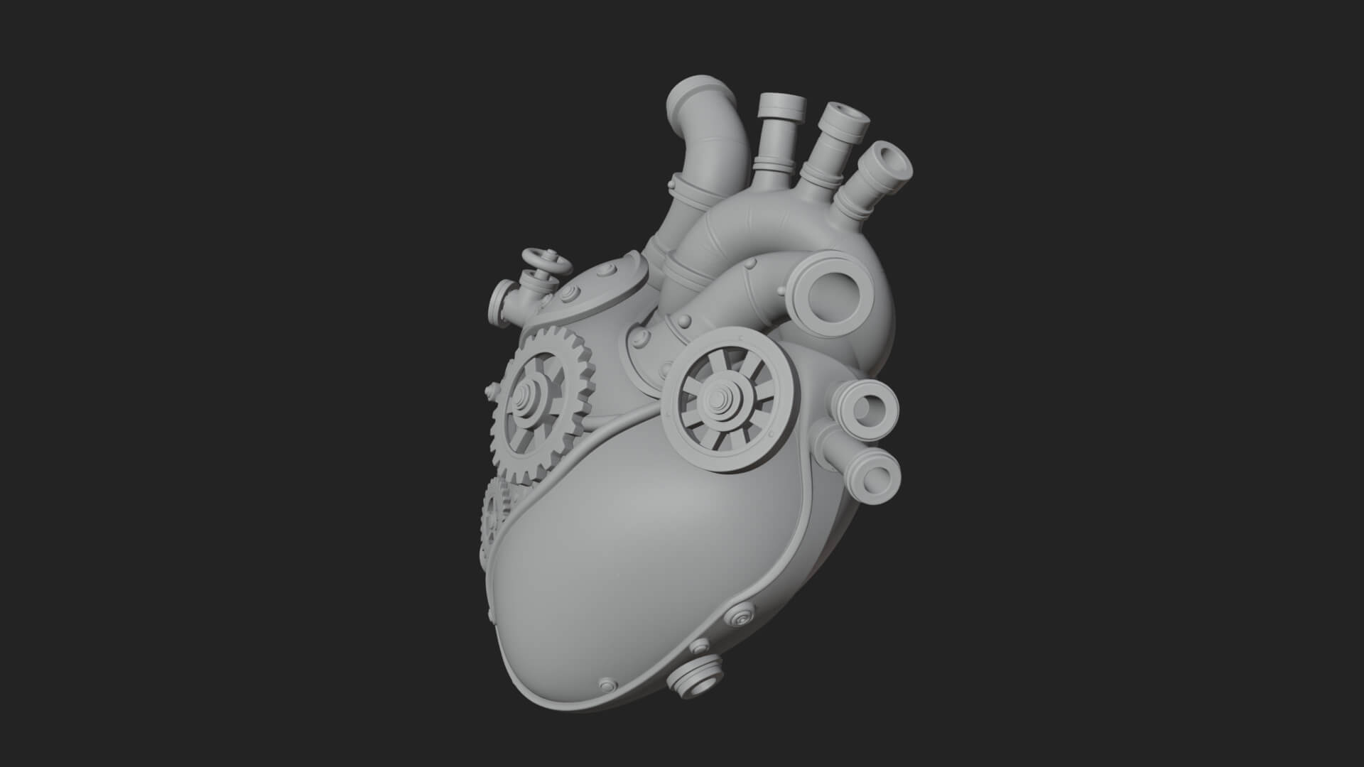 Steampunk Mechanical Heart Statue Design 13 3D Print 3D Model