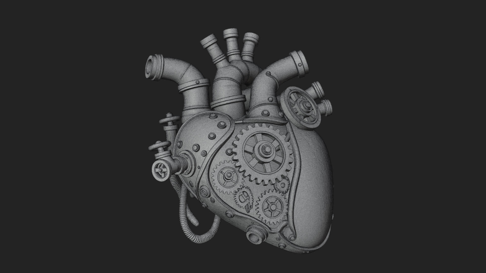 Steampunk Mechanical Heart Statue Design 13 3D Print 3D Model