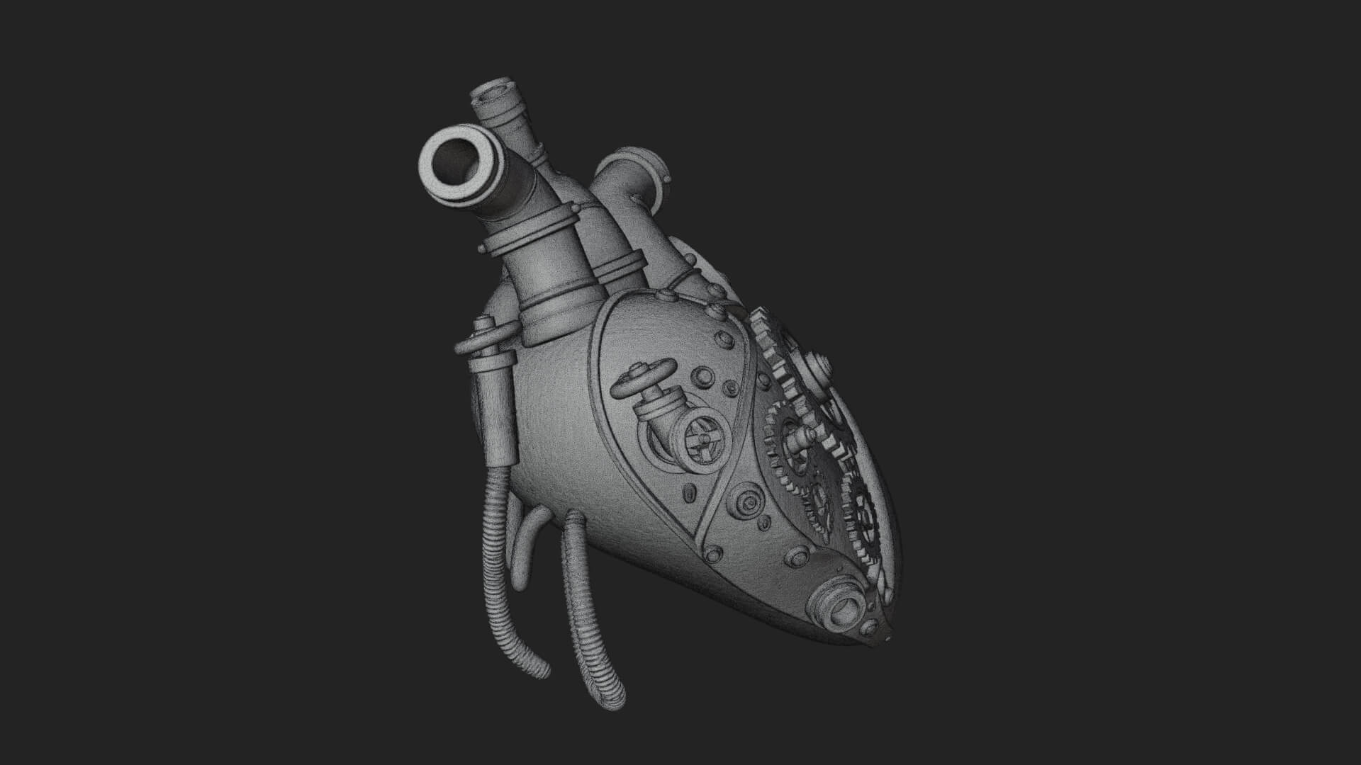 Steampunk Mechanical Heart Statue Design 13 3D Print 3D Model