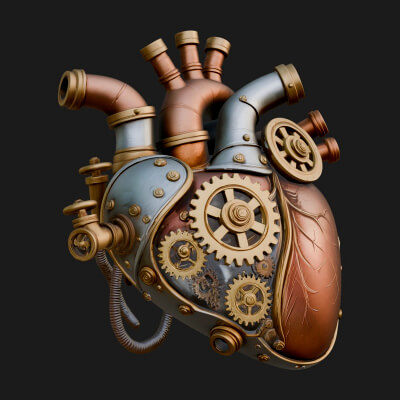 Steampunk Mechanical Heart Statue Design 13 3D Print