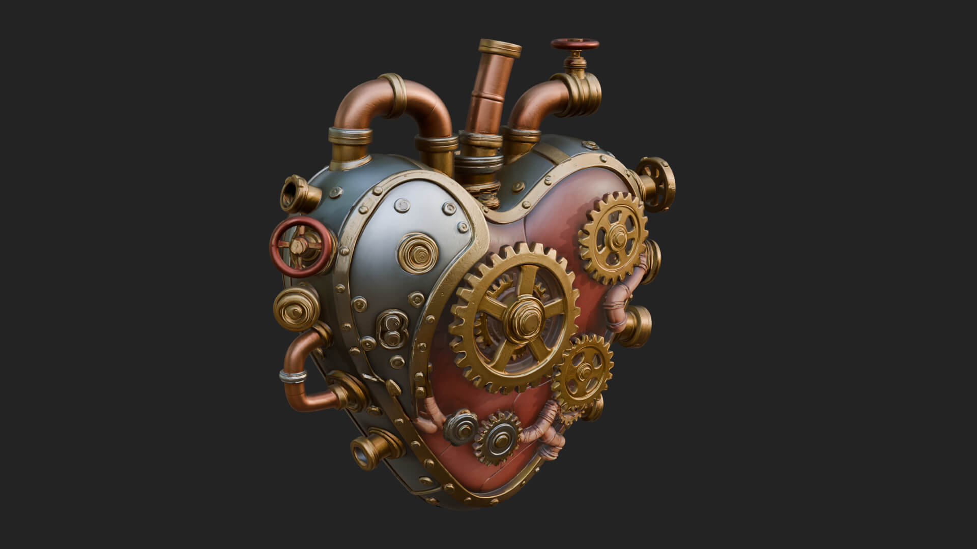 Steampunk Mechanical Heart Statue Design 14 3D Print 3D Model