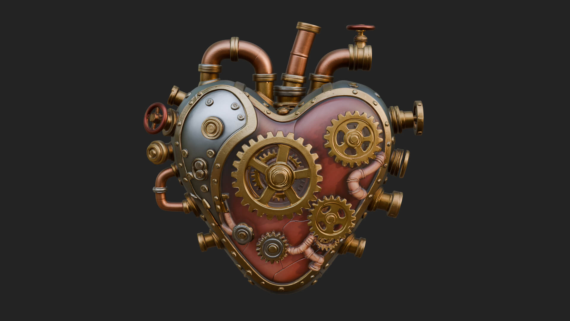 Steampunk Mechanical Heart Statue Design 14 3D Print 3D Model