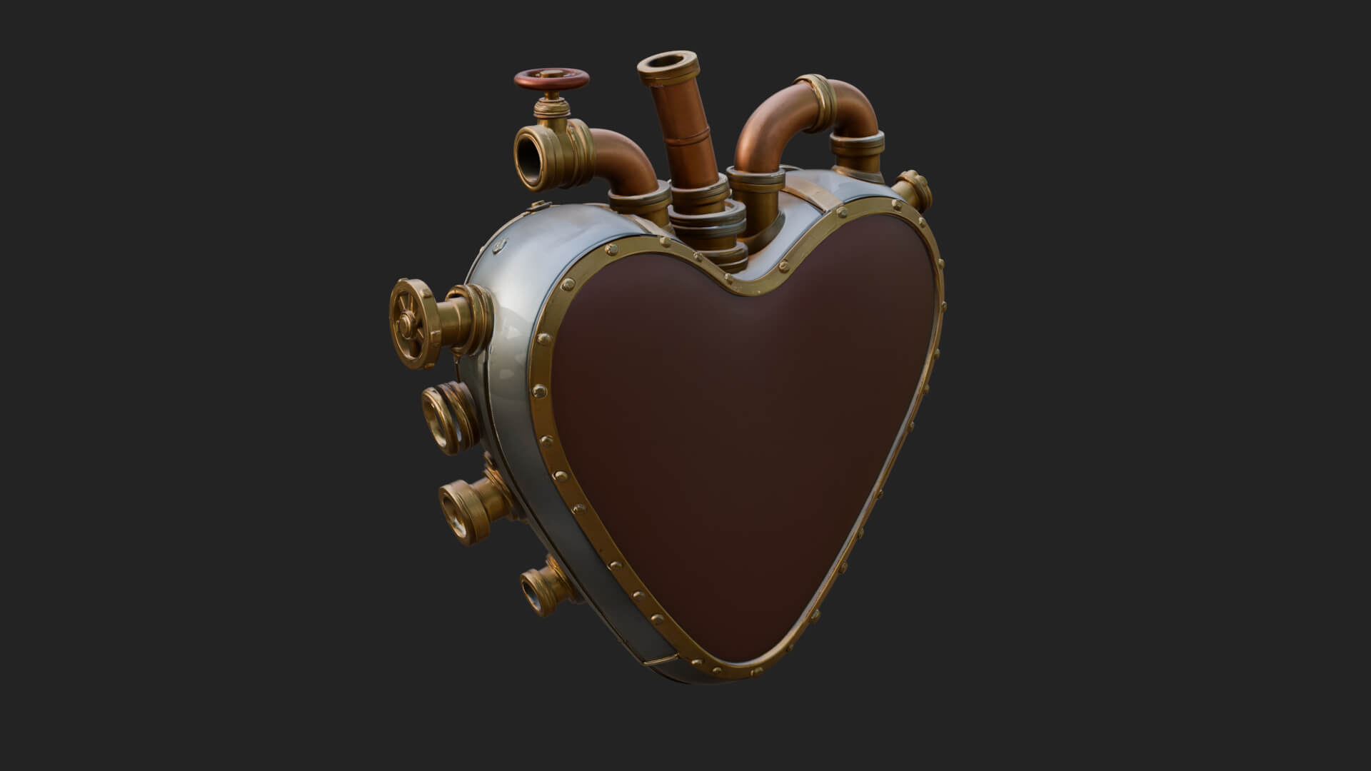 Steampunk Mechanical Heart Statue Design 14 3D Print 3D Model