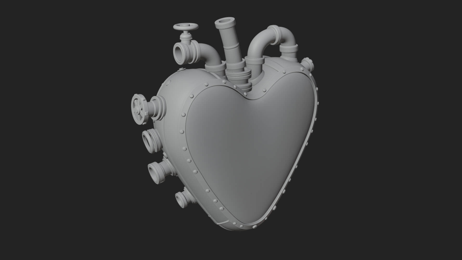 Steampunk Mechanical Heart Statue Design 14 3D Print 3D Model