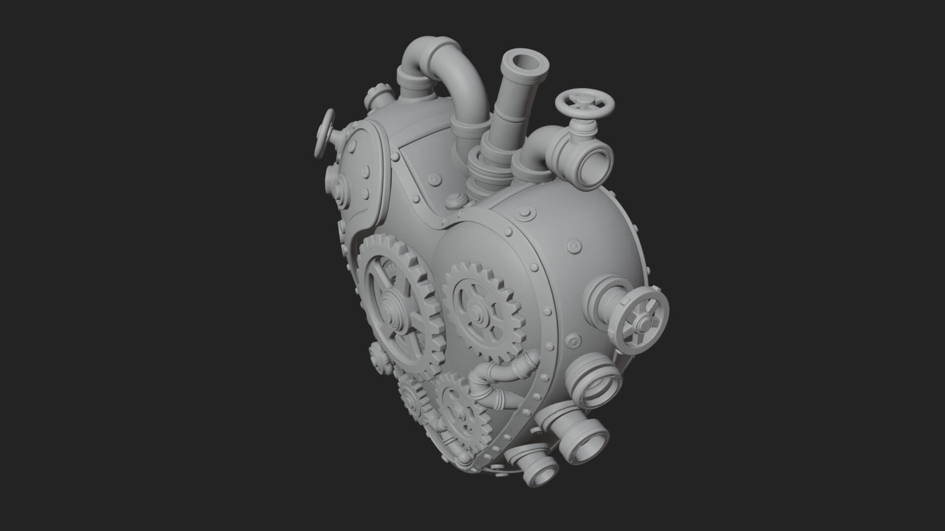 Steampunk Mechanical Heart Statue Design 14 3D Print 3D Model