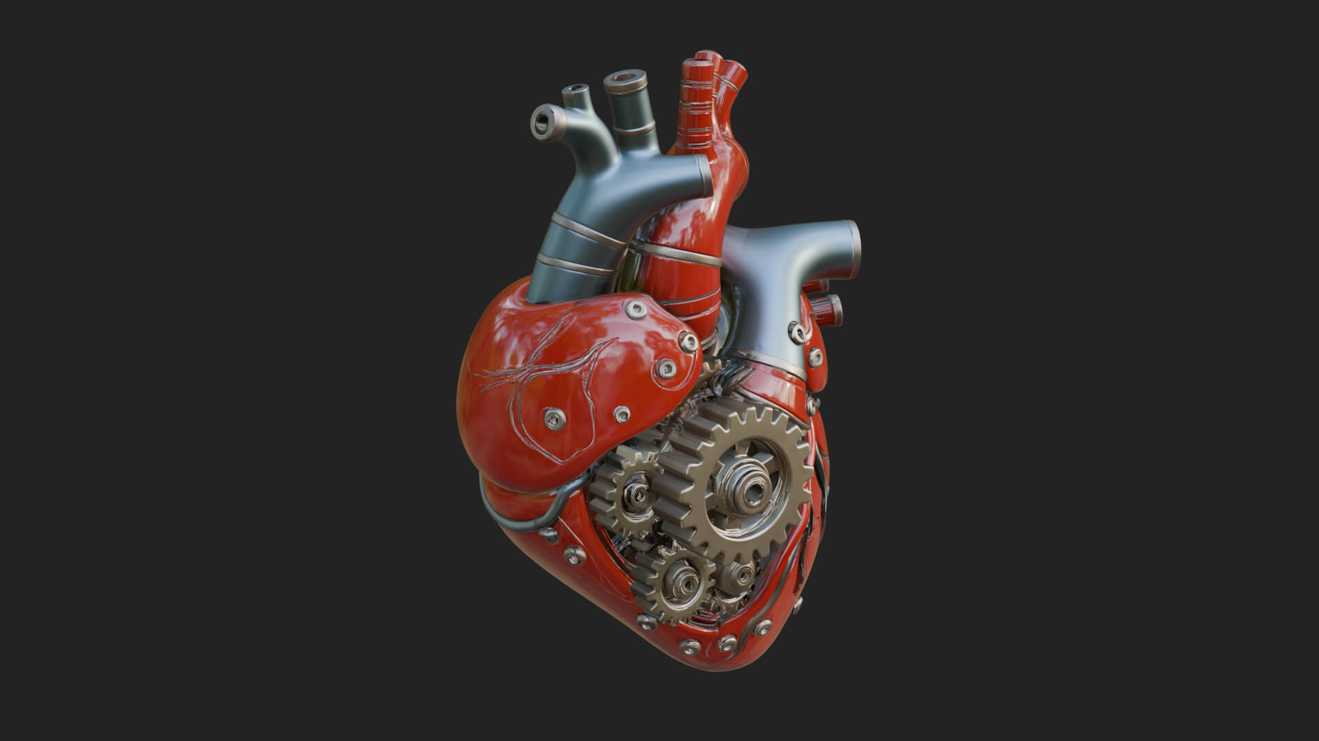 Steampunk Mechanical Heart Statue Design 15 3D Print 3D Model