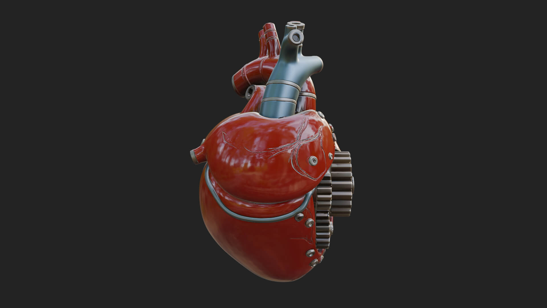 Steampunk Mechanical Heart Statue Design 15 3D Print 3D Model