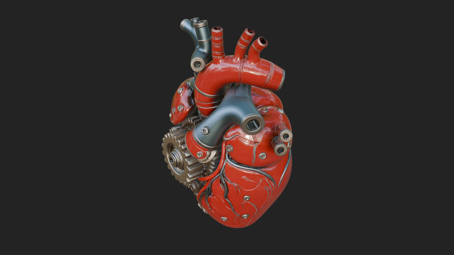 Steampunk Mechanical Heart Statue Design 15 3D Print 3D Model