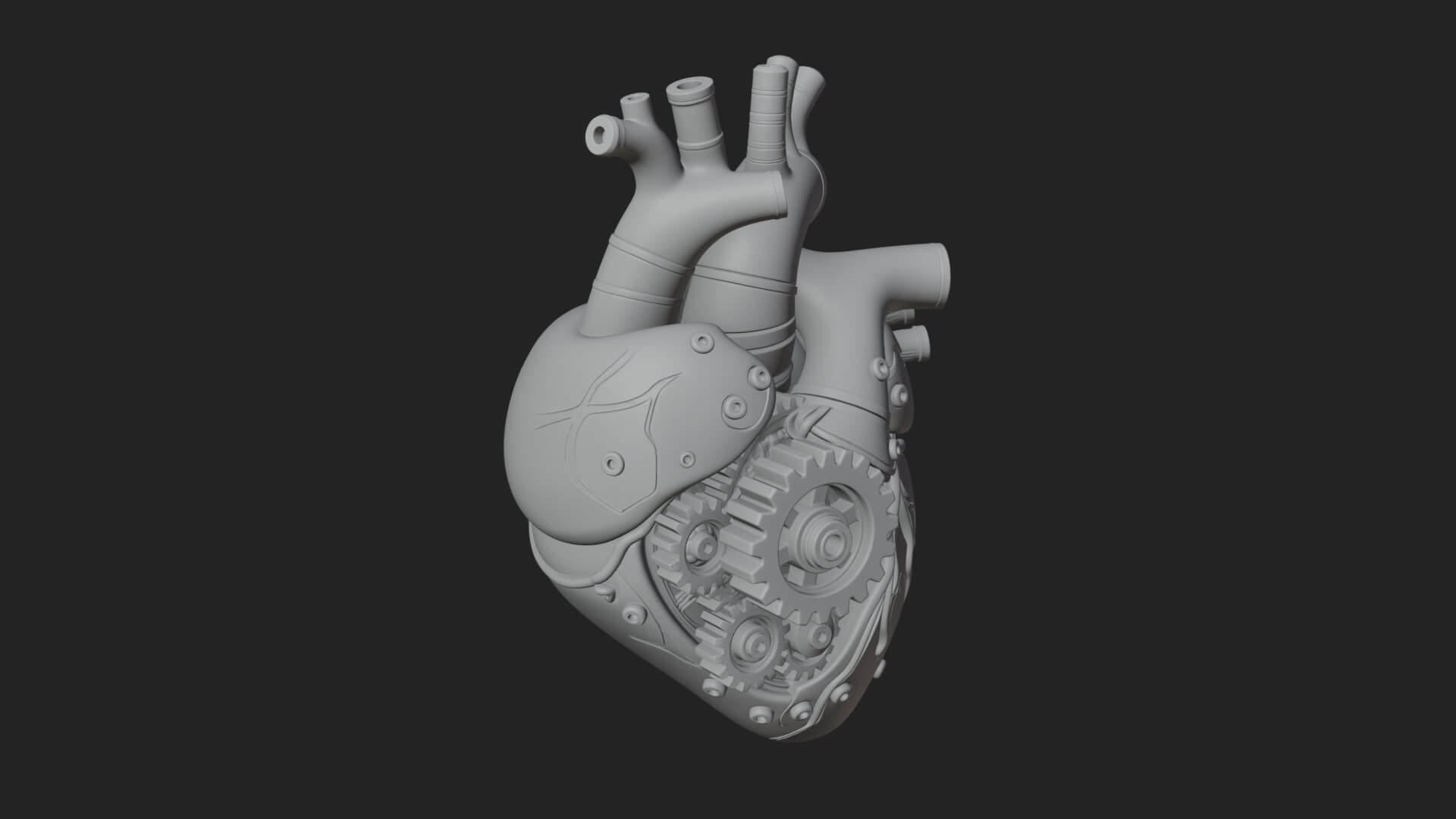Steampunk Mechanical Heart Statue Design 15 3D Print 3D Model