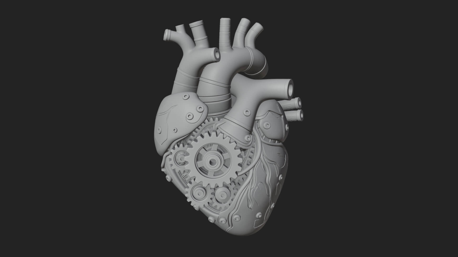 Steampunk Mechanical Heart Statue Design 15 3D Print 3D Model