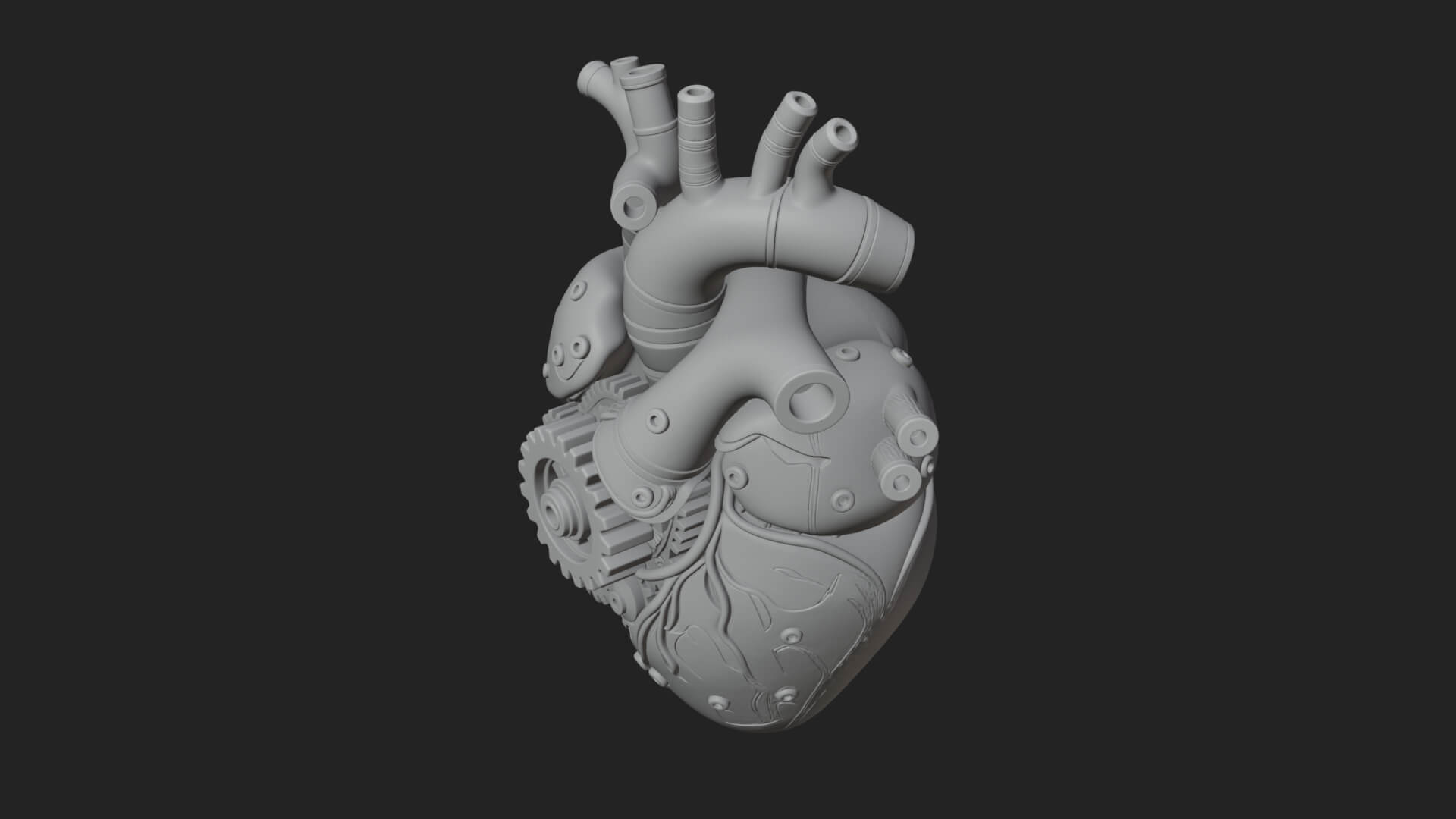 Steampunk Mechanical Heart Statue Design 15 3D Print 3D Model