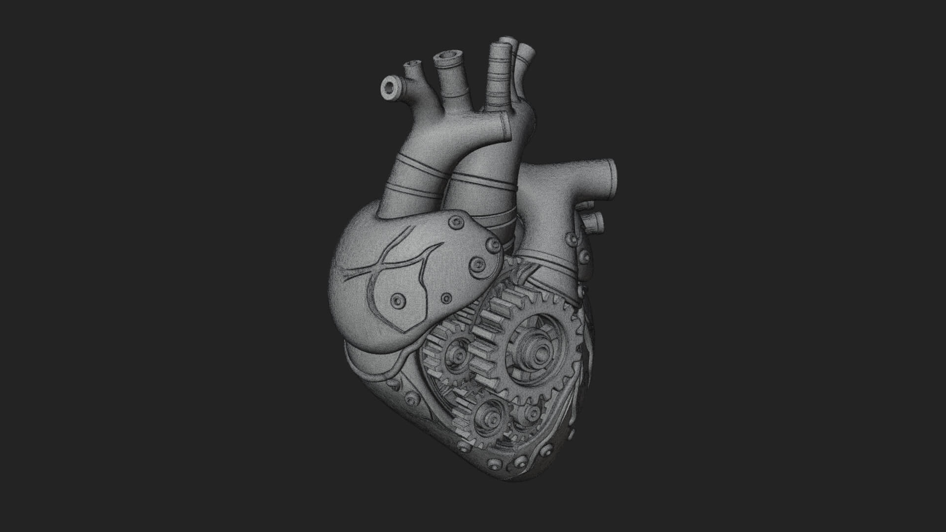 Steampunk Mechanical Heart Statue Design 15 3D Print 3D Model