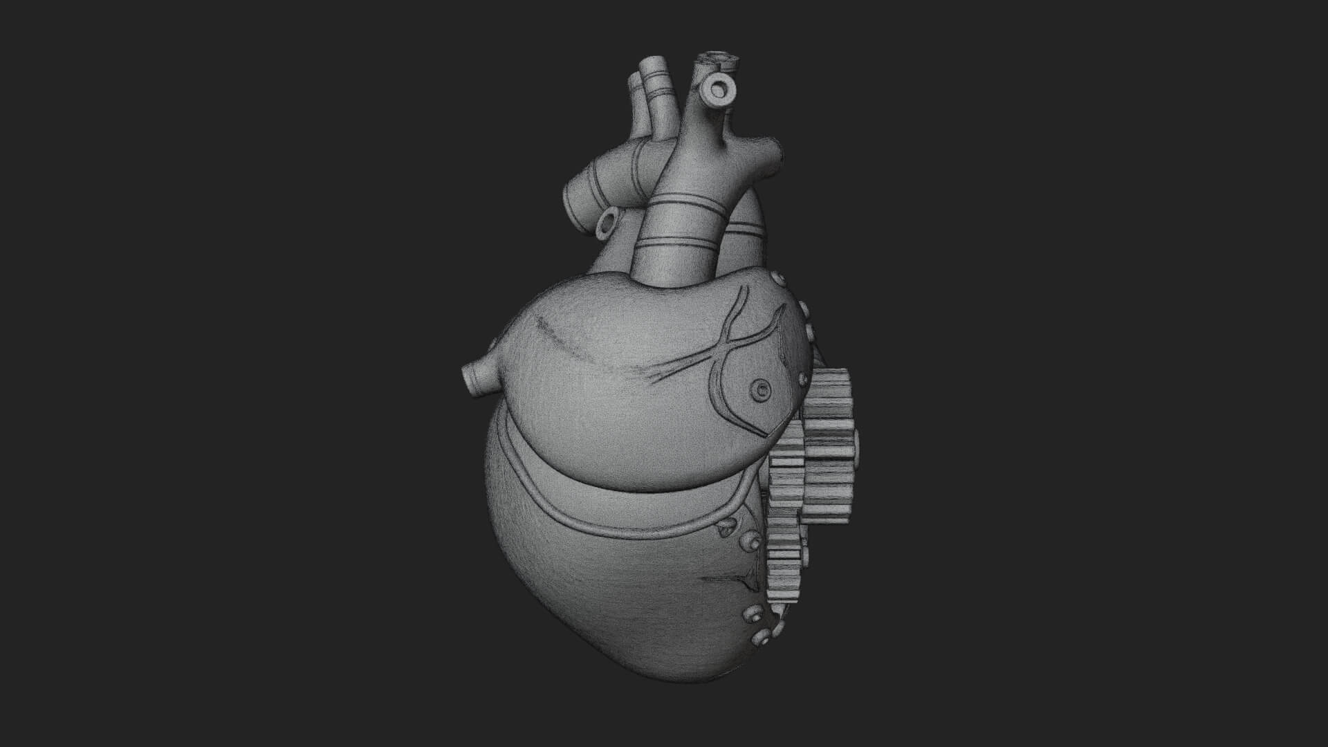Steampunk Mechanical Heart Statue Design 15 3D Print 3D Model