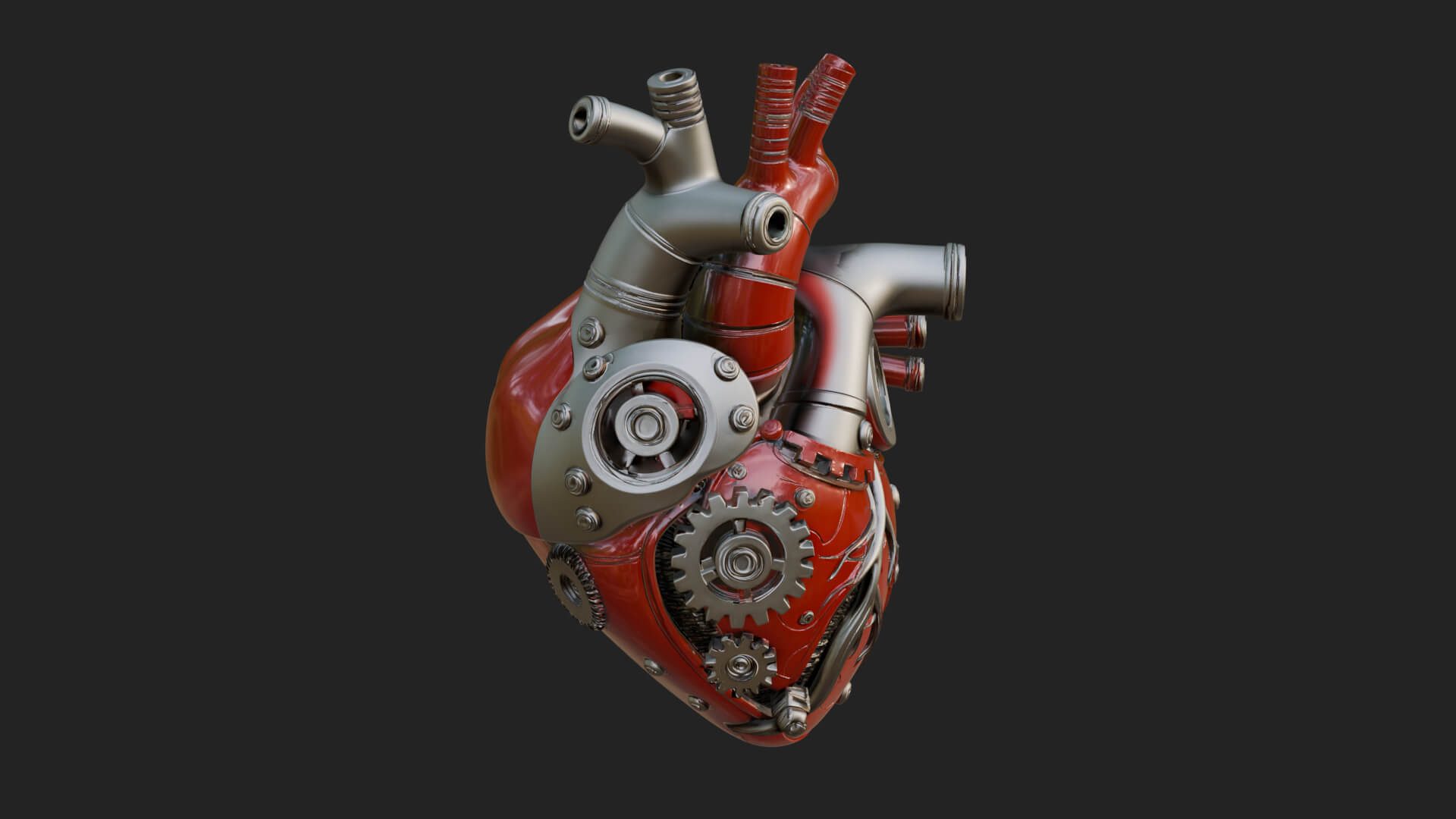 Steampunk Mechanical Heart Statue Design 16 3D Print 3D Model