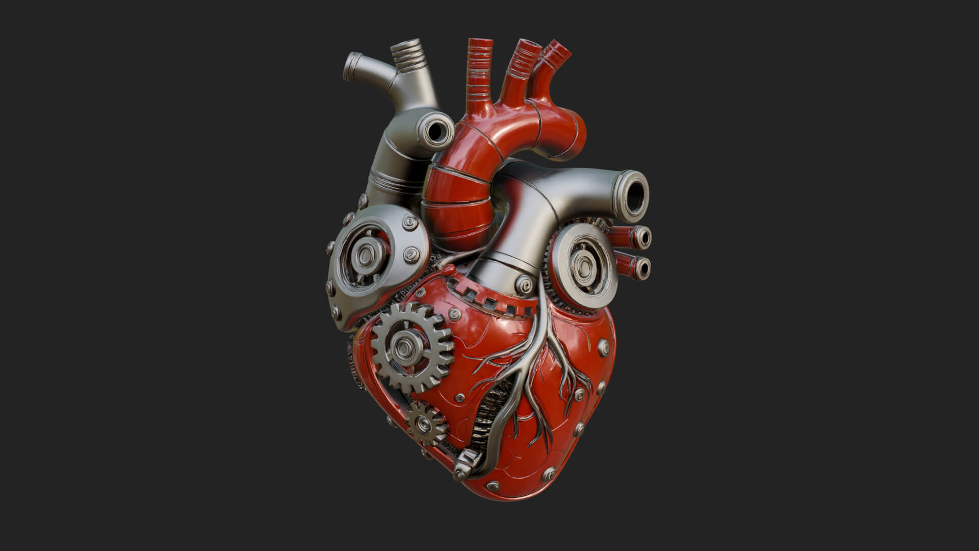 Steampunk Mechanical Heart Statue Design 16 3D Print 3D Model