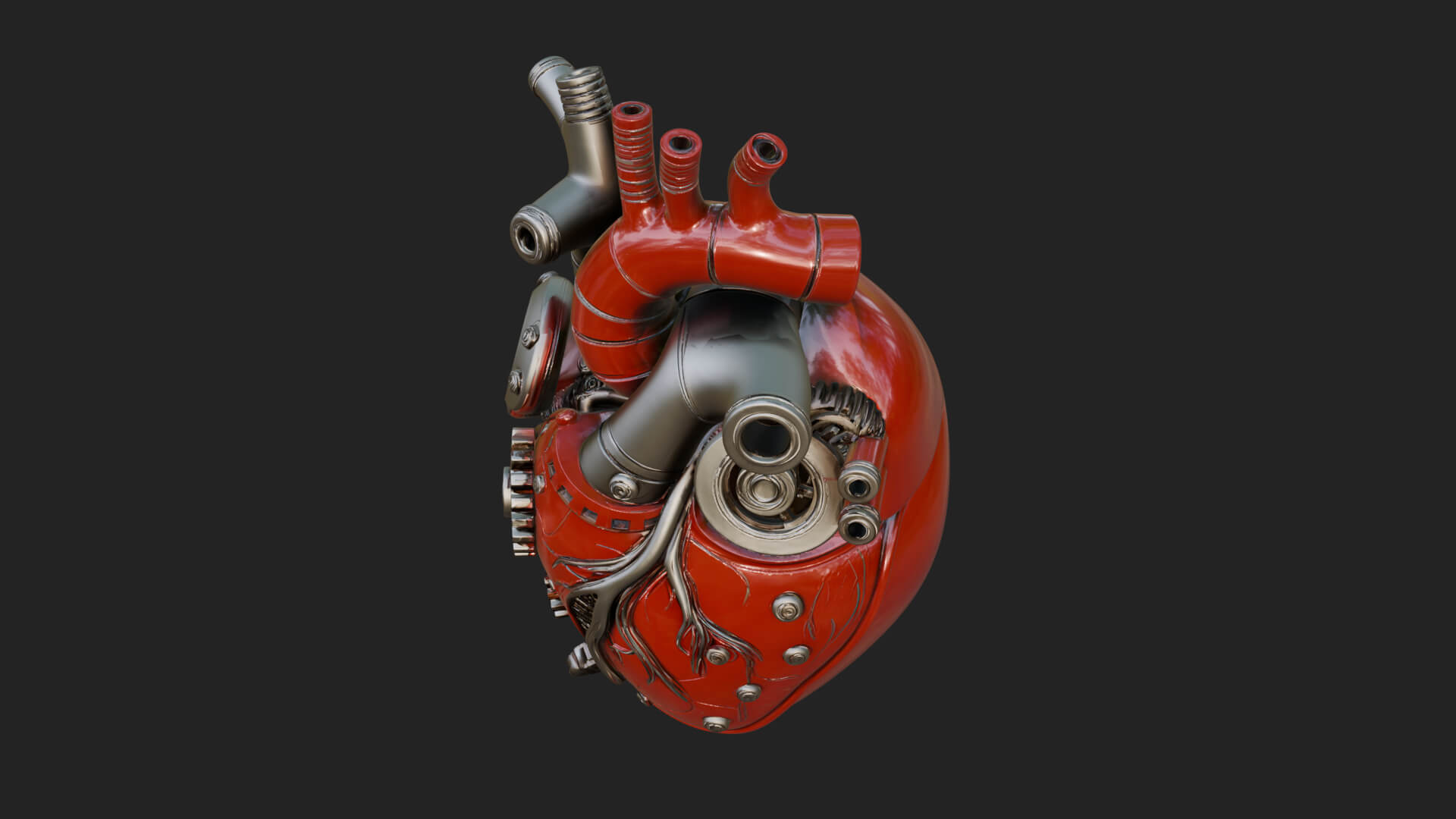 Steampunk Mechanical Heart Statue Design 16 3D Print 3D Model