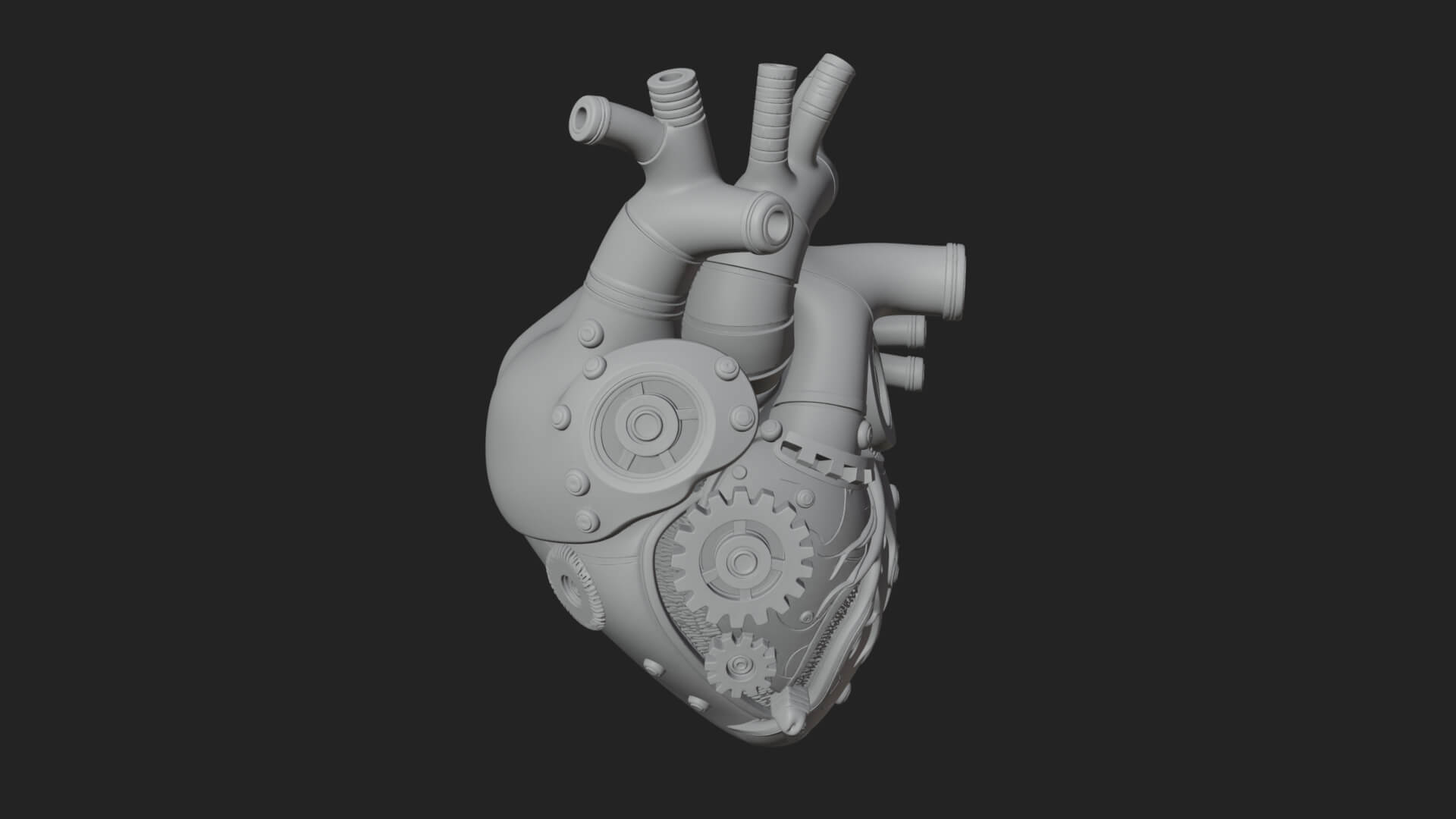Steampunk Mechanical Heart Statue Design 16 3D Print 3D Model