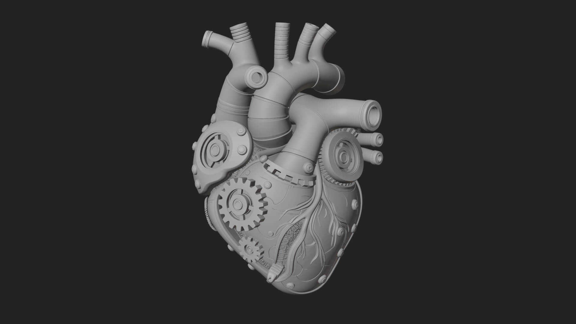 Steampunk Mechanical Heart Statue Design 16 3D Print 3D Model