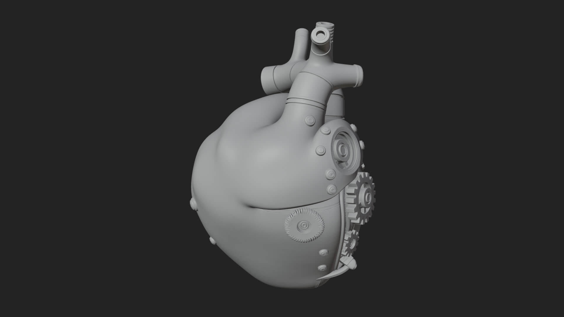 Steampunk Mechanical Heart Statue Design 16 3D Print 3D Model