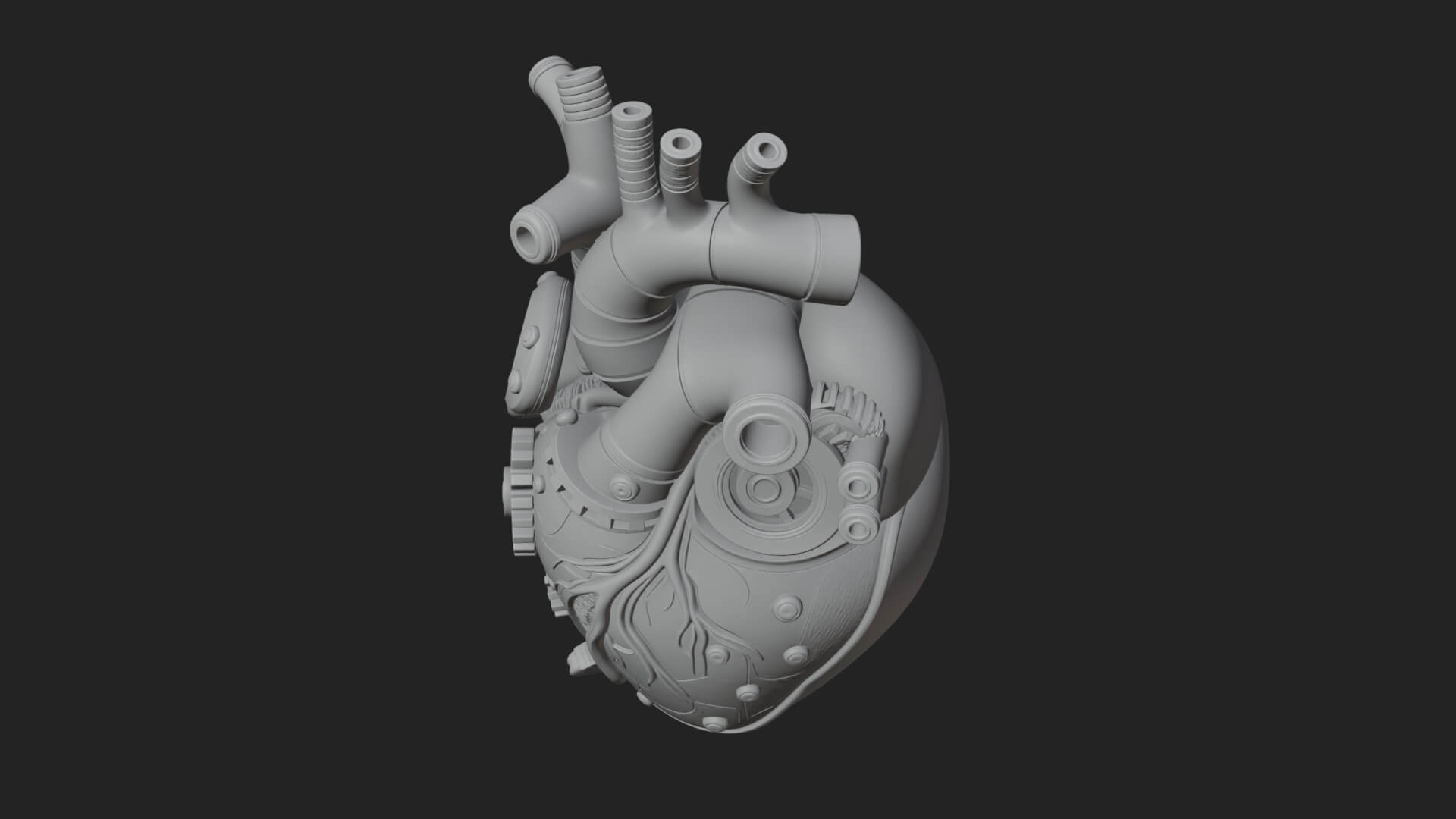 Steampunk Mechanical Heart Statue Design 16 3D Print 3D Model
