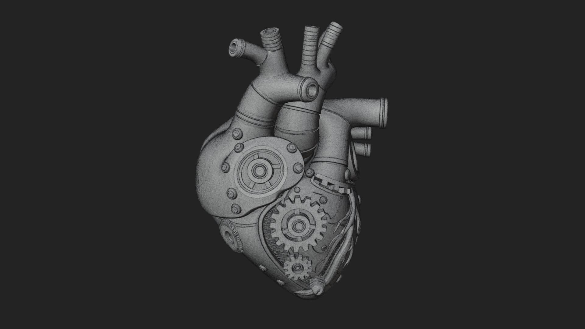 Steampunk Mechanical Heart Statue Design 16 3D Print 3D Model