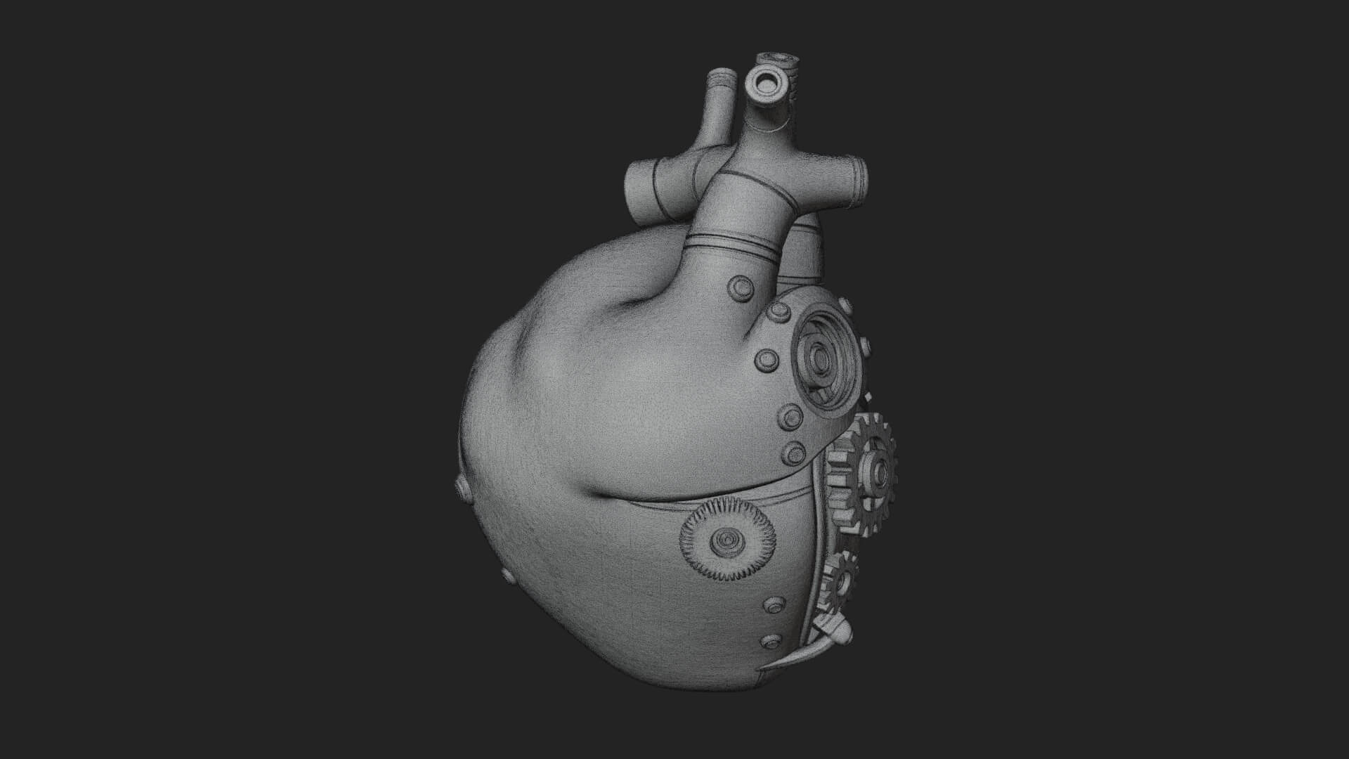 Steampunk Mechanical Heart Statue Design 16 3D Print 3D Model