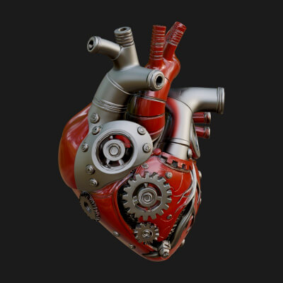 Steampunk Mechanical Heart Statue Design 16 3D Print