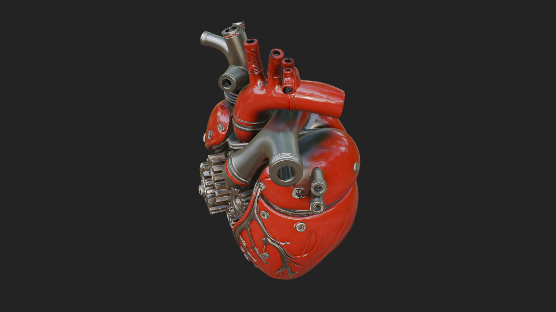 Steampunk Mechanical Heart Statue Design 17 3D Print 3D Model