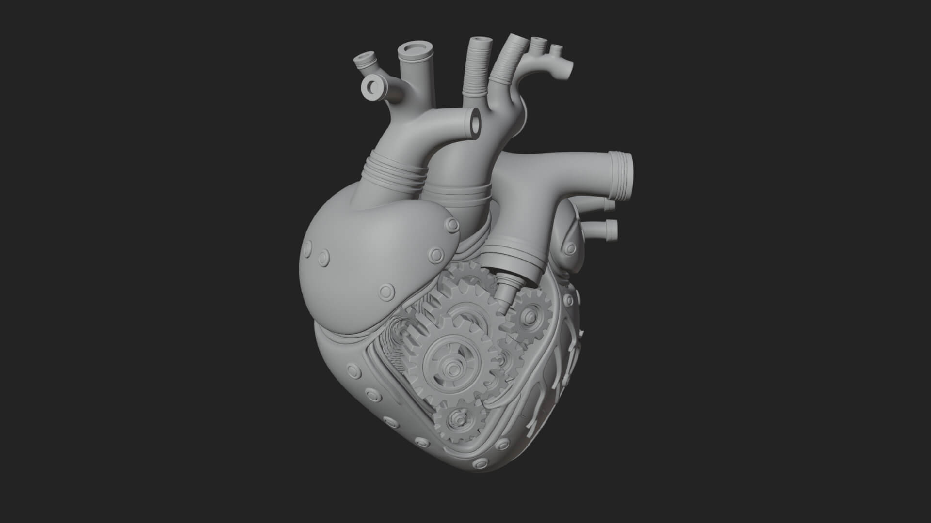 Steampunk Mechanical Heart Statue Design 17 3D Print 3D Model