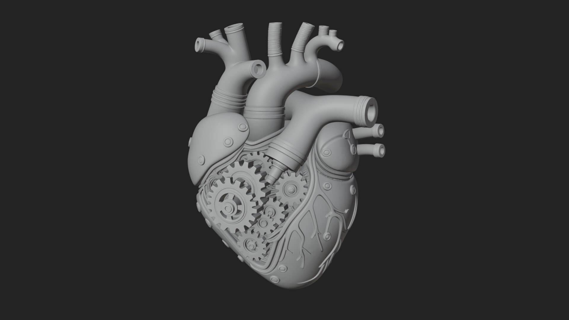 Steampunk Mechanical Heart Statue Design 17 3D Print 3D Model
