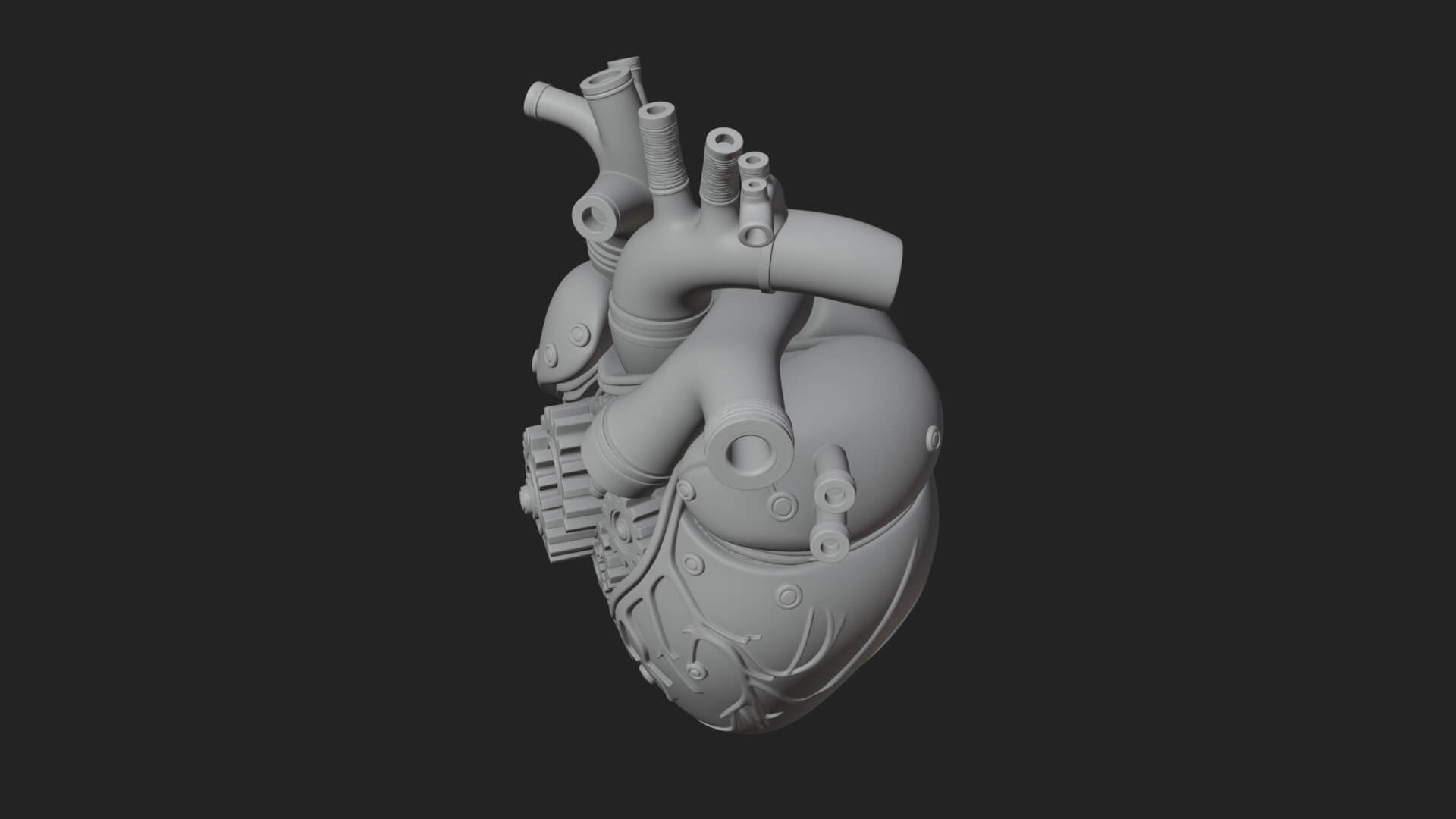 Steampunk Mechanical Heart Statue Design 17 3D Print 3D Model