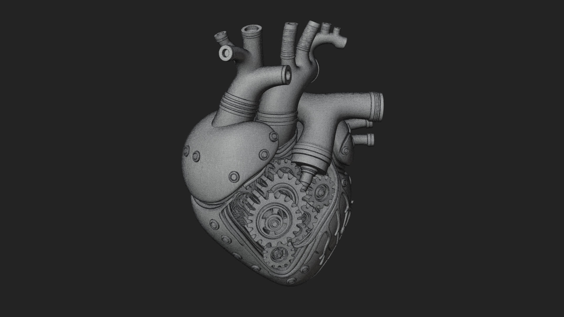 Steampunk Mechanical Heart Statue Design 17 3D Print 3D Model