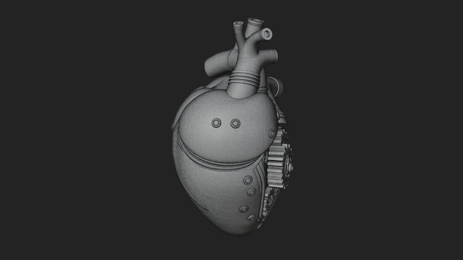 Steampunk Mechanical Heart Statue Design 17 3D Print 3D Model