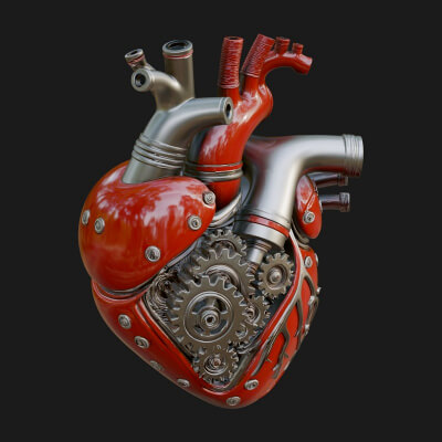 Steampunk Mechanical Heart Statue Design 17 3D Print