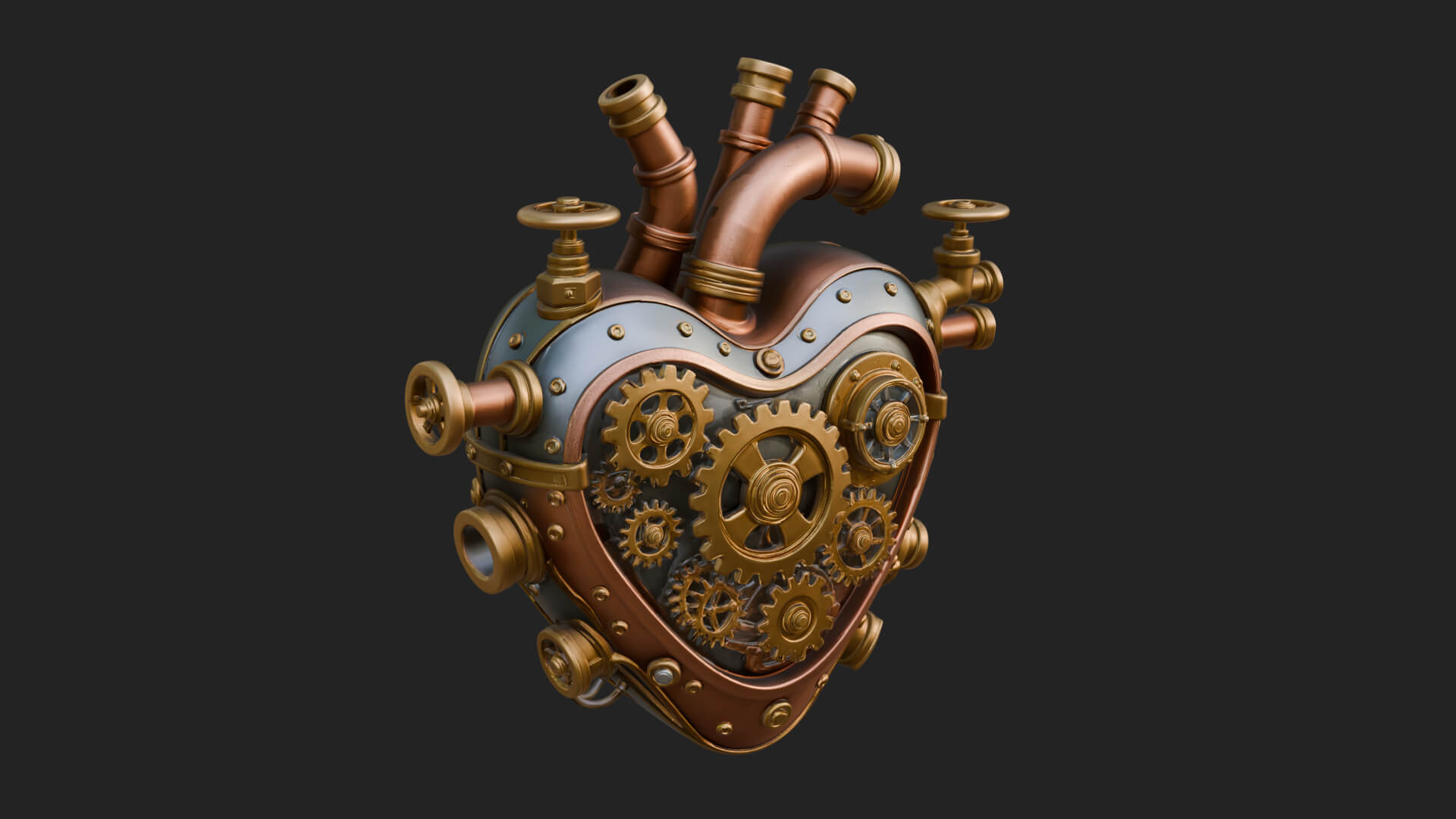 Steampunk Mechanical Heart Statue Design 18 3D Print 3D Model